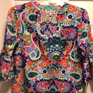 Quarter length sleeve dress. Paisley print.